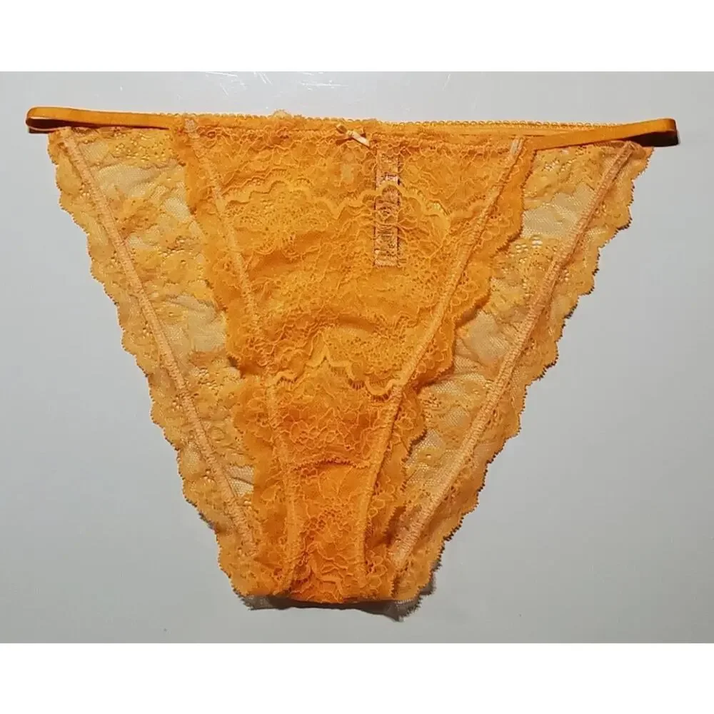 Victoria's Secret Dream Angels String Bikini Panty All Lace Electric Orange 9